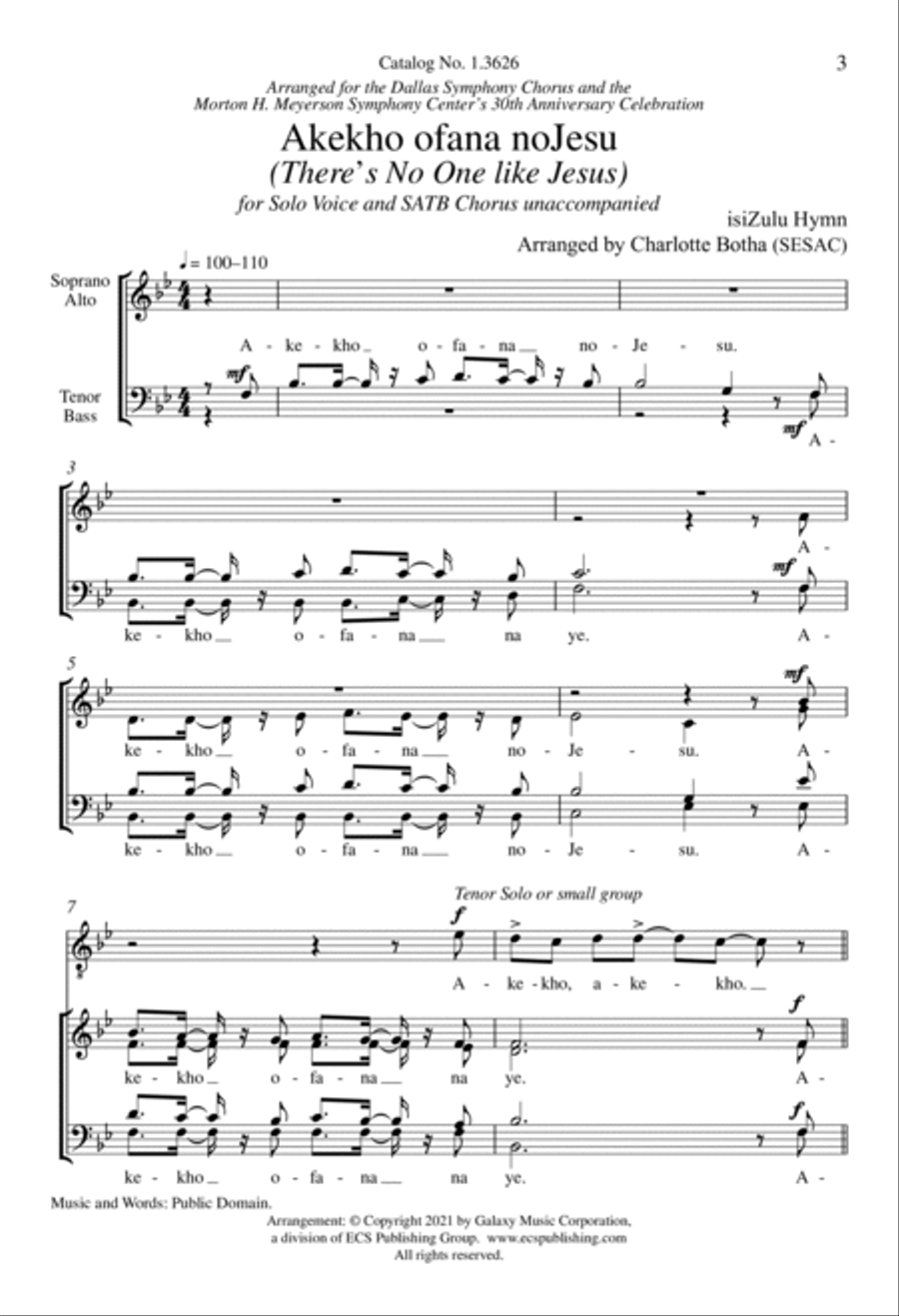 Akekho ofana noJesu 4-Part scores gallery preview page 2
