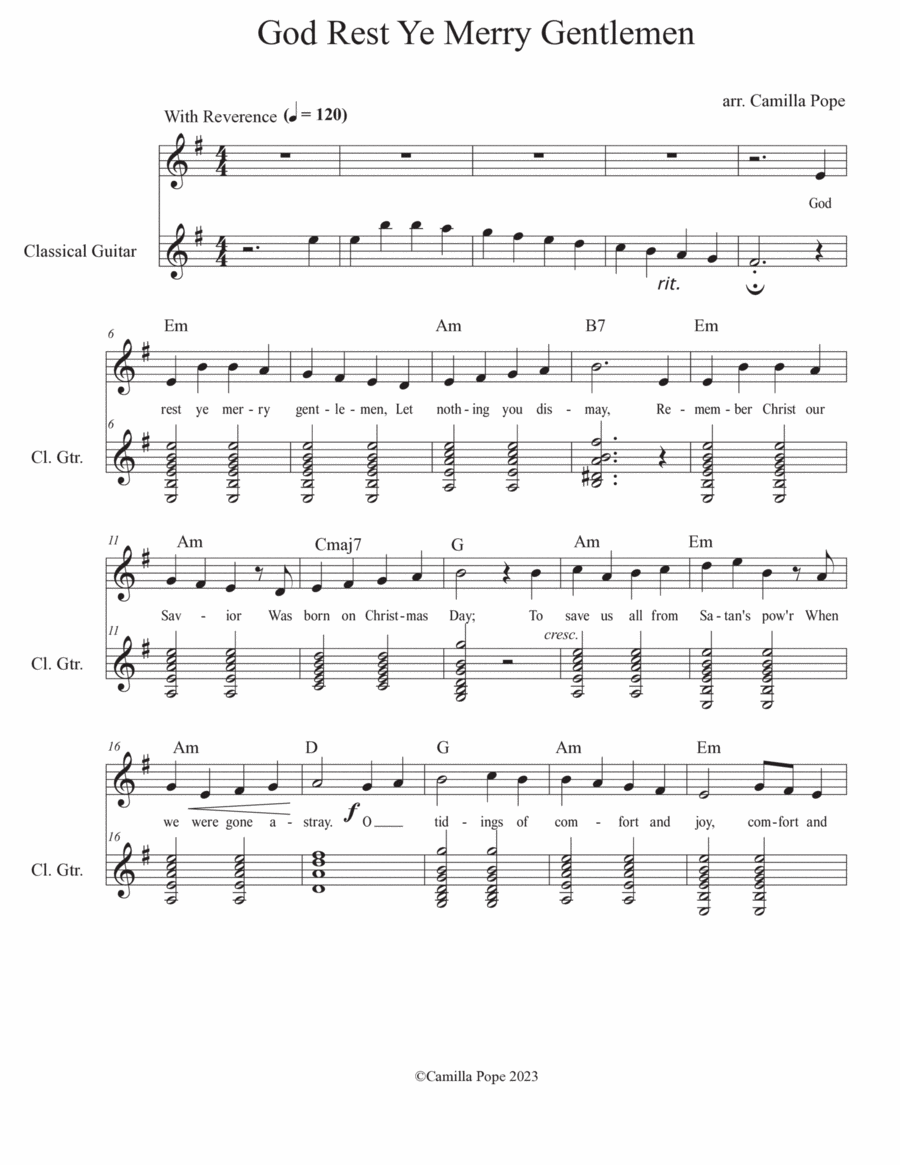 God Rest Ye Merry Gentlemen Piano, Vocal, Guitar scores gallery preview page 1