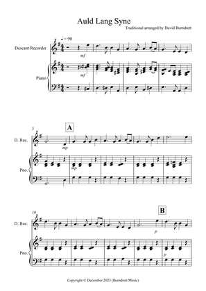 Auld Lang Syne for Descant Recorder and Piano