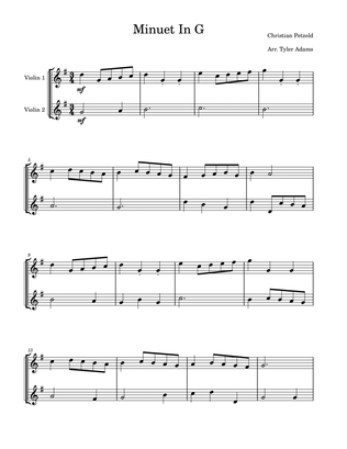 Book cover for Minuet in G (Easy Violin Duet)