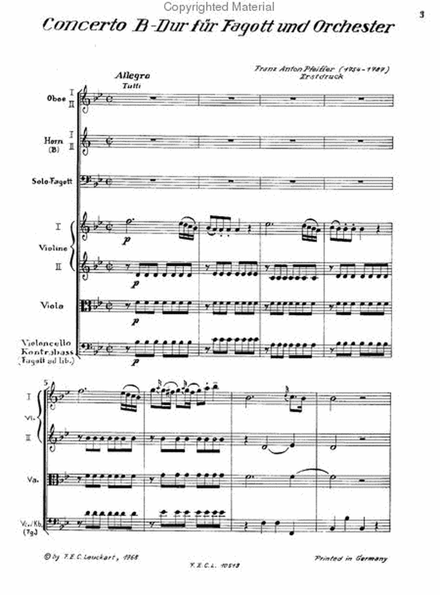 Concerto B-Dur fur Fagott und Orchester