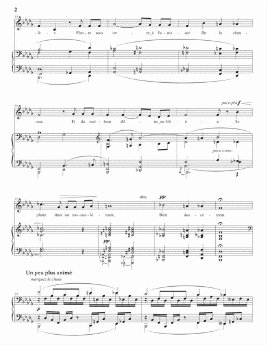 DUPARC: Lamento (transposed to B-flat minor) Voice scores gallery preview page 3