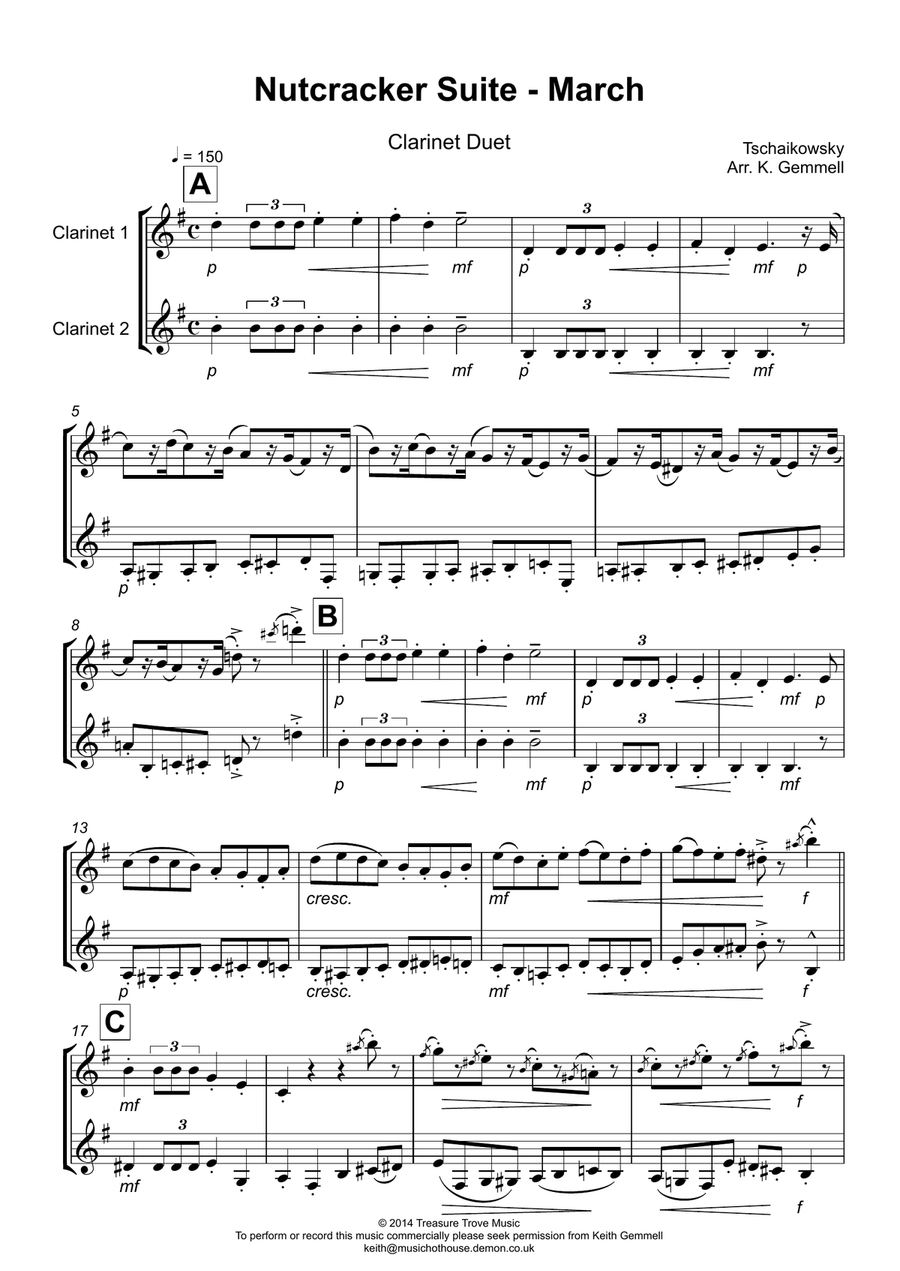 Nutcracker Suite - March: Clarinet Duet Clarinet Duet scores gallery preview page 1