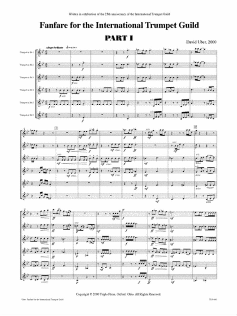 Fanfare for the International Trumpet Guild Small Ensemble scores gallery preview page 2