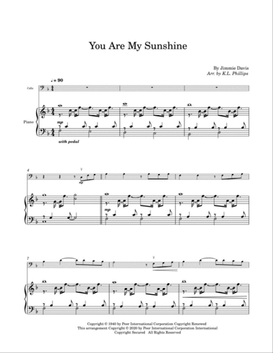 You Are My Sunshine Piano scores gallery preview page 2