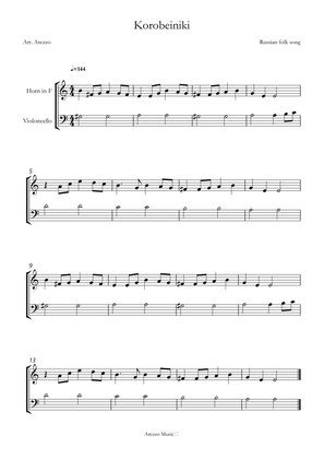 korobeiniki tetris theme for French Horn and Cello Sheet Music
