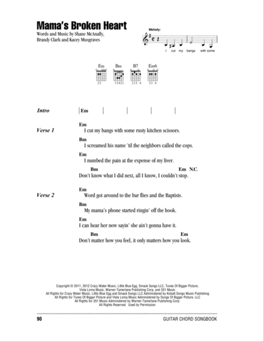 Mama's Broken Heart Acoustic Guitar scores gallery preview page 1