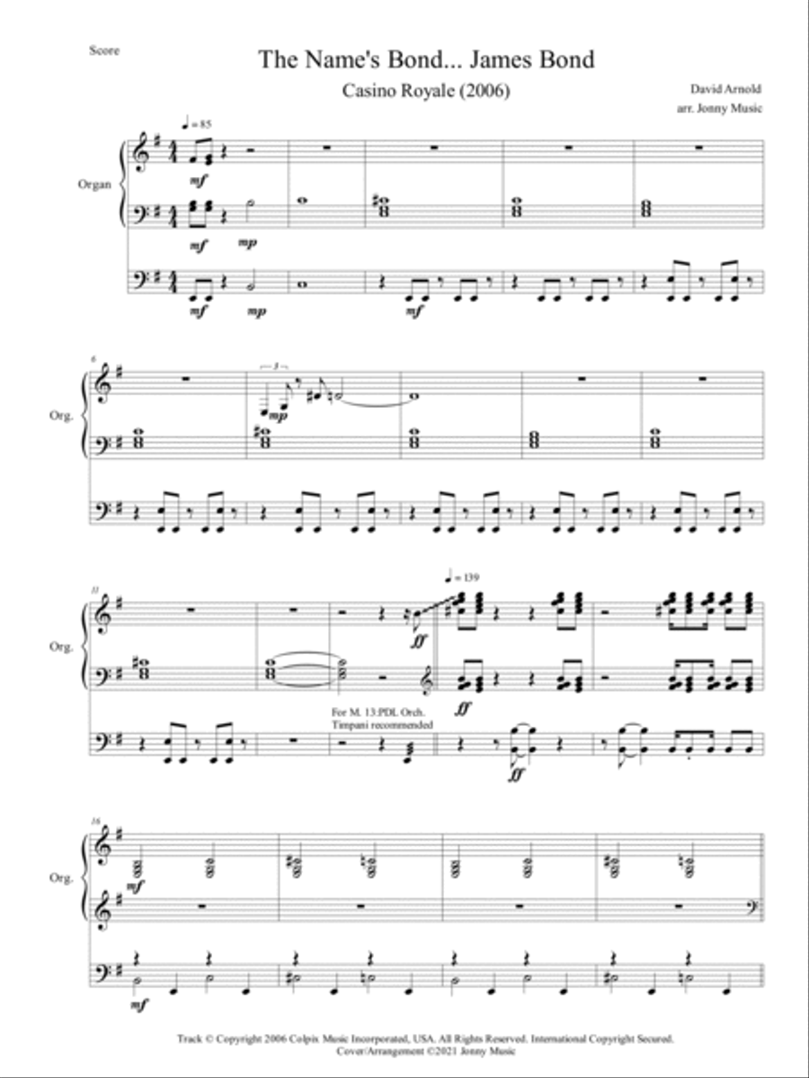 The Name's Bond... James Bond Organ Solo scores gallery preview page 2