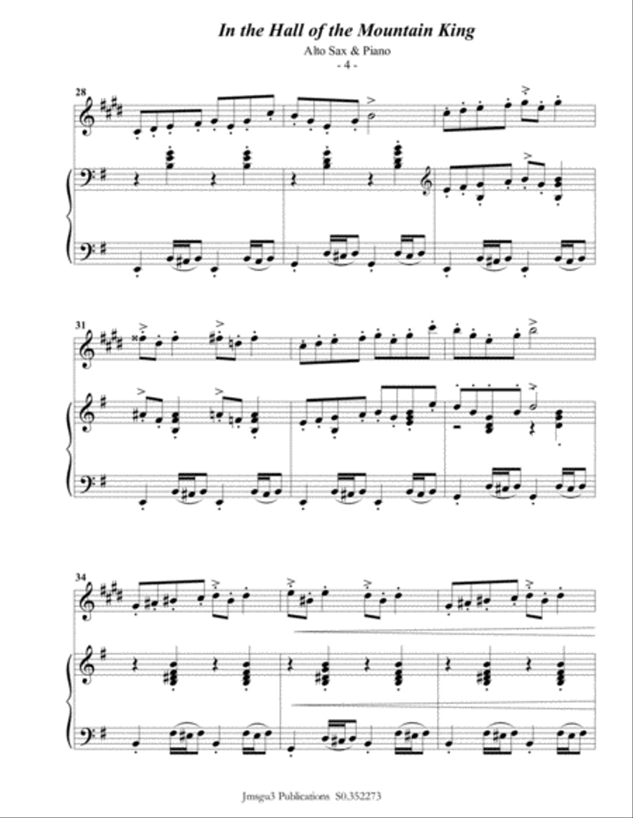 Grieg: Hall of the Mountain King from Peer Gynt Suite for Alto Sax & Piano Alto Saxophone scores gallery preview page 5