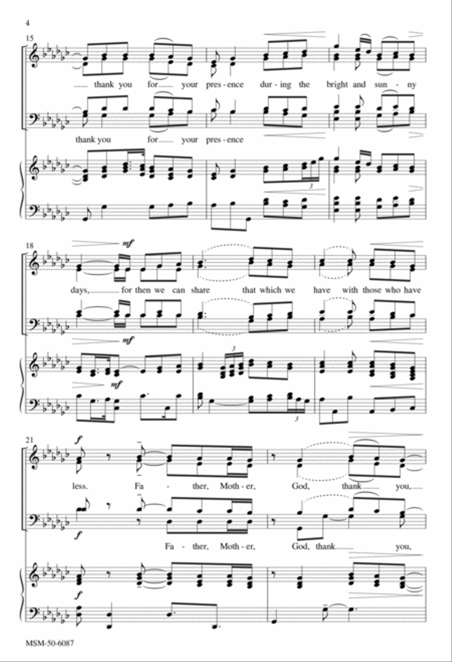 Maya's Prayer for Peace (Downloadable) 4-Part scores gallery preview page 4