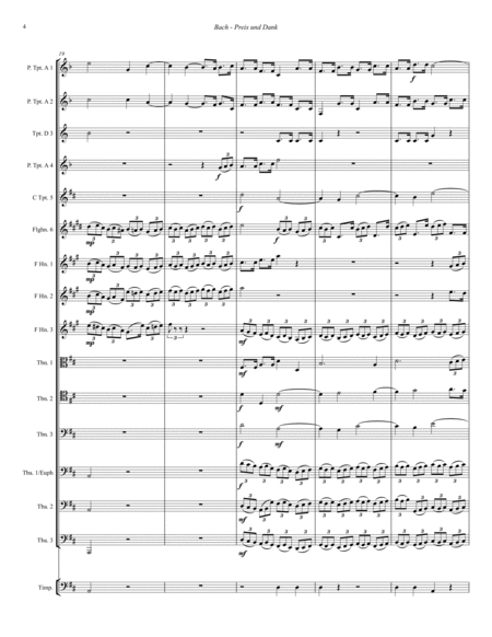 Preis und Dank, Final Chorus from the Easter Oratorio BWV 249 for Brass Ensemble and Timpani image number null