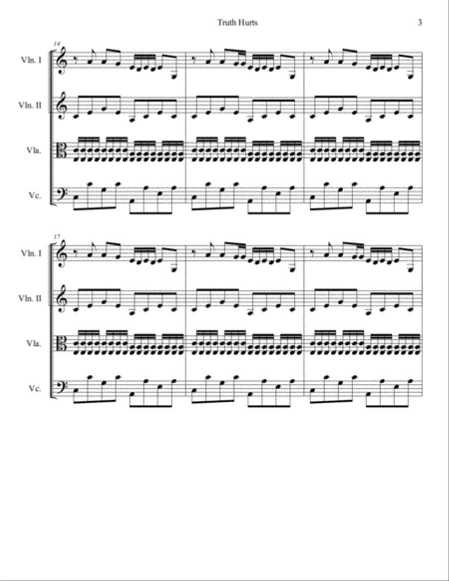 Truth Hurts String Quartet scores gallery preview page 3