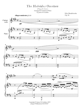 Mendelssohn: the Hebrides Overture for Clarinet & Piano