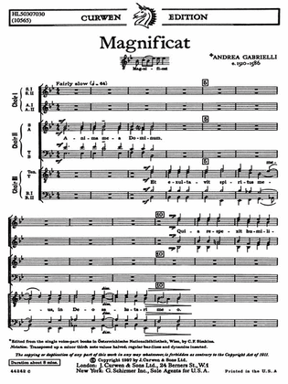 Magnificat For Three Choruses SATB TTBB SSAA