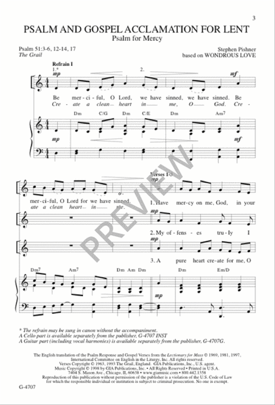 Psalm and Gospel Acclamation for Lent 4-Part scores gallery preview page 2