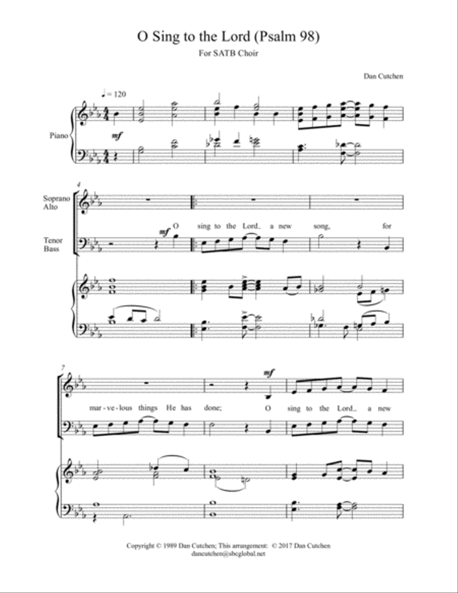Choral - O Sing to the Lord (Psalm 98) 4-Part scores gallery preview page 2