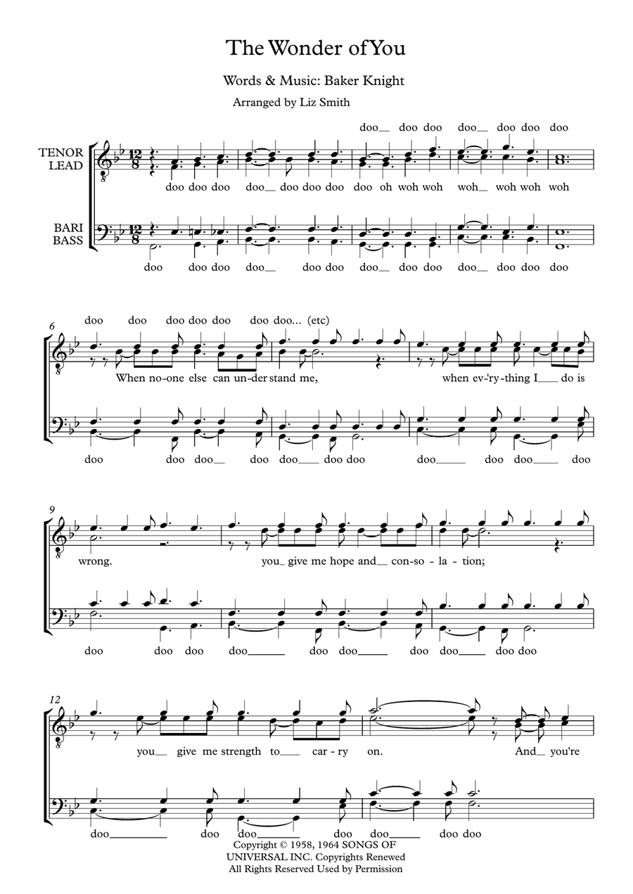 The Wonder Of You The Wonder Of You TTBB scores gallery preview page 1