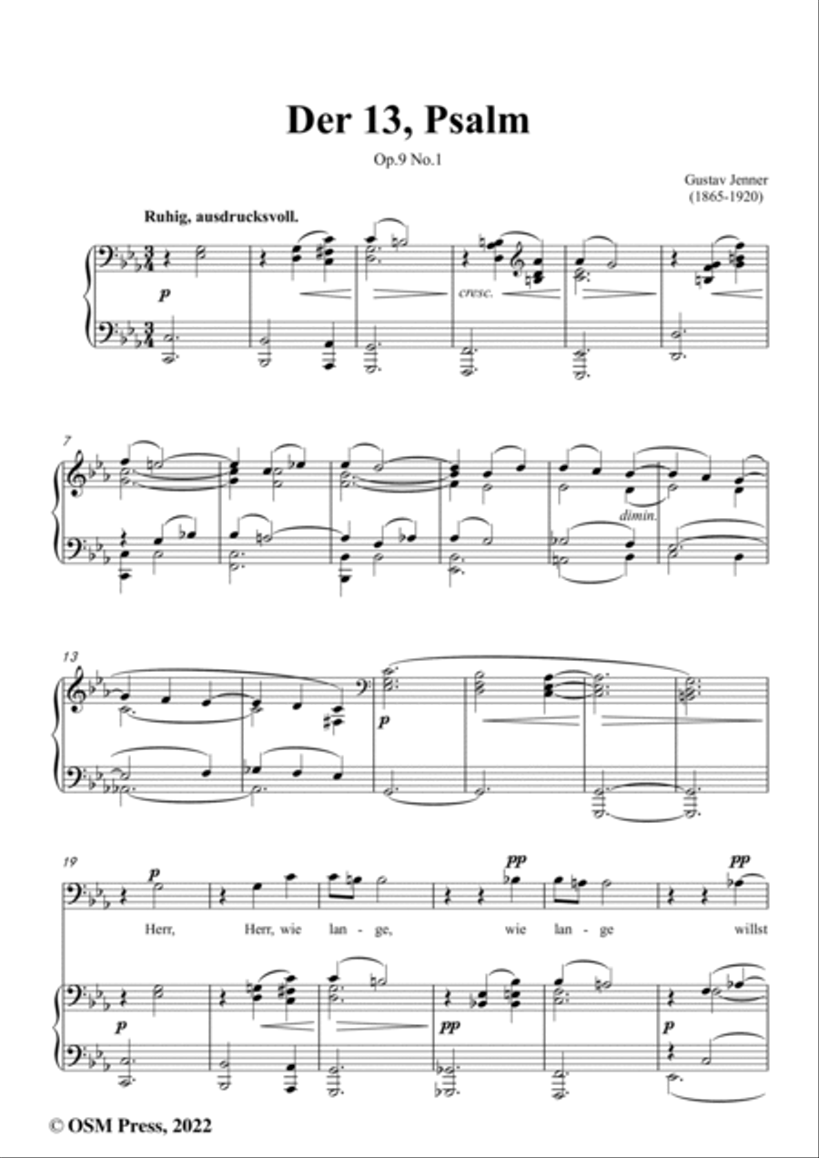 Jenner-Der 13,Psalm,in E flat Major,Op.9 No.1 Voice scores gallery preview page 2