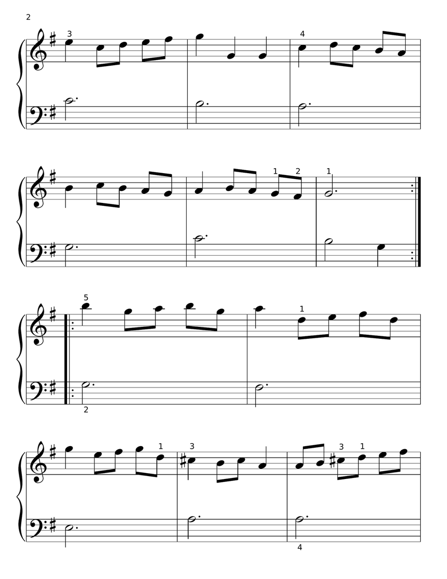 Minuet In G Easy Piano scores gallery preview page 2