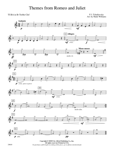 Romeo and Juliet, Themes from: (wp) B-flat Tuba T.C.