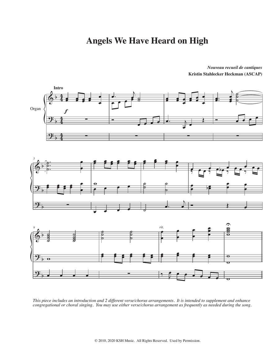 Angels We Have Heard on High (organ accompaniment) Organ Accompaniment scores gallery preview page 1