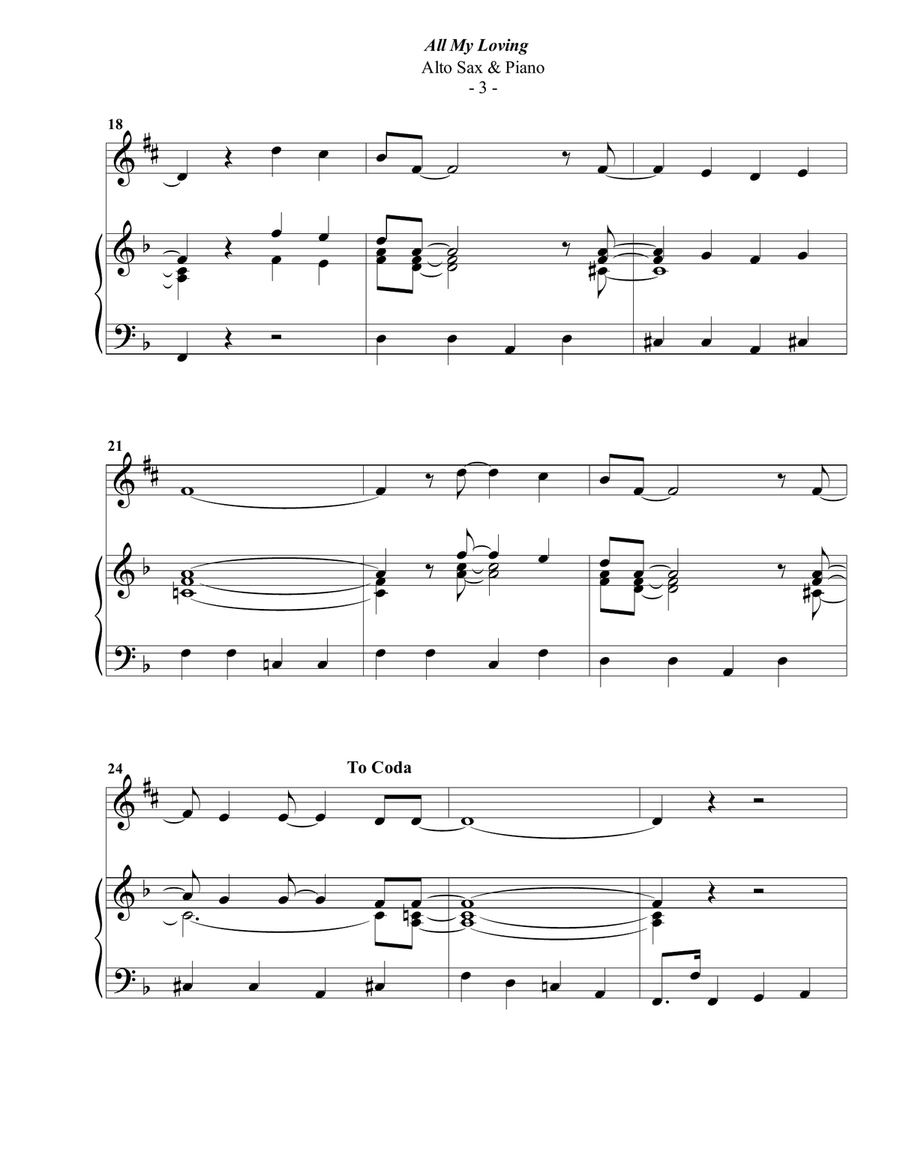 All My Loving Alto Saxophone scores gallery preview page 3