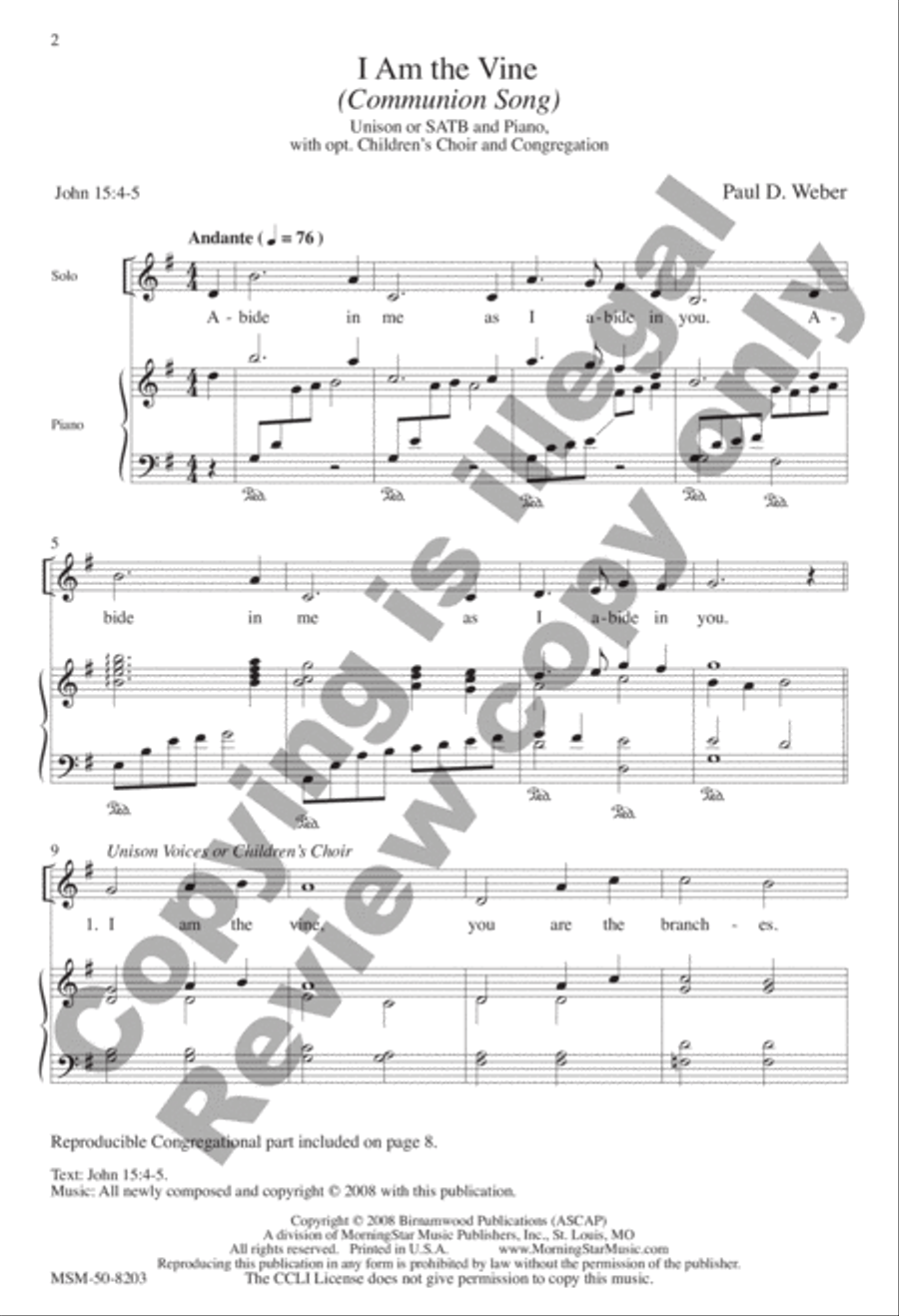 I Am the Vine (Communion Song) 4-Part scores gallery preview page 2