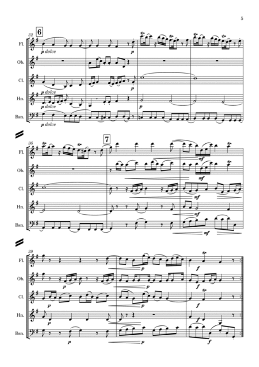 Gallo: Trio Sonata No.1 in G Mvt.1 (Pulcinella Suite Mvt.I Sinfonia) - wind quintet Woodwind Quintet scores gallery preview page 6