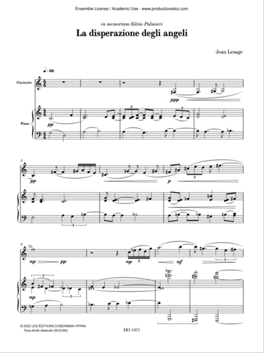 La disperazione degli angeli Clarinet Solo scores gallery preview page 3