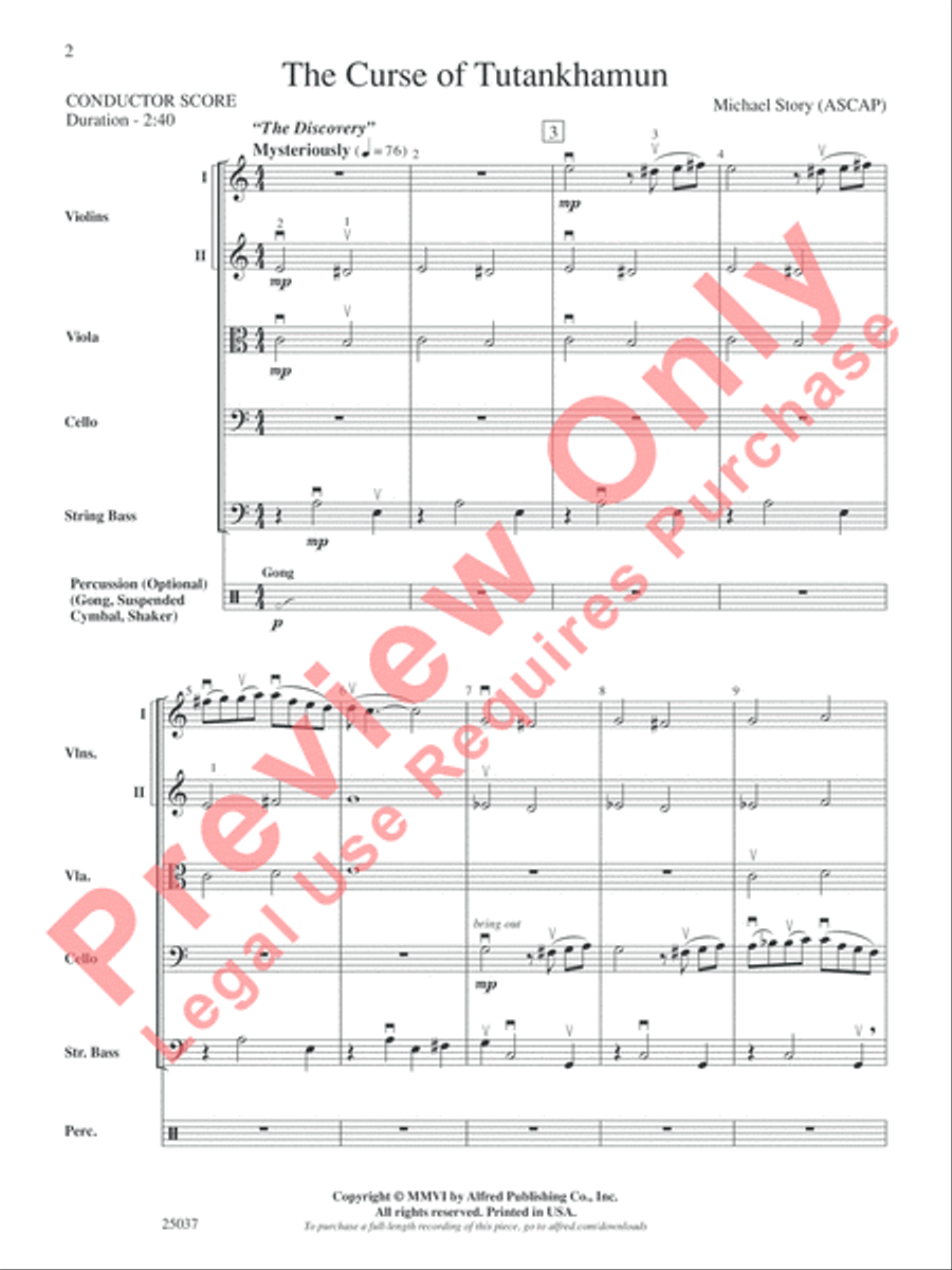 The Curse of Tutankhamun String Orchestra scores gallery preview page 3