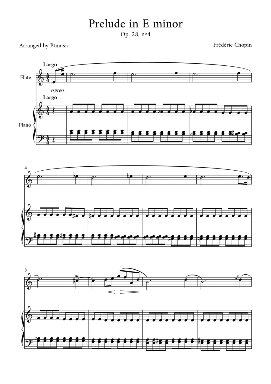 Prelude in E minor (Op. 28, n.4) - Flute and Piano Prelude in E minor (Op. 28, n.4) - Flute and Piano Chamber Music scores gallery preview page 1