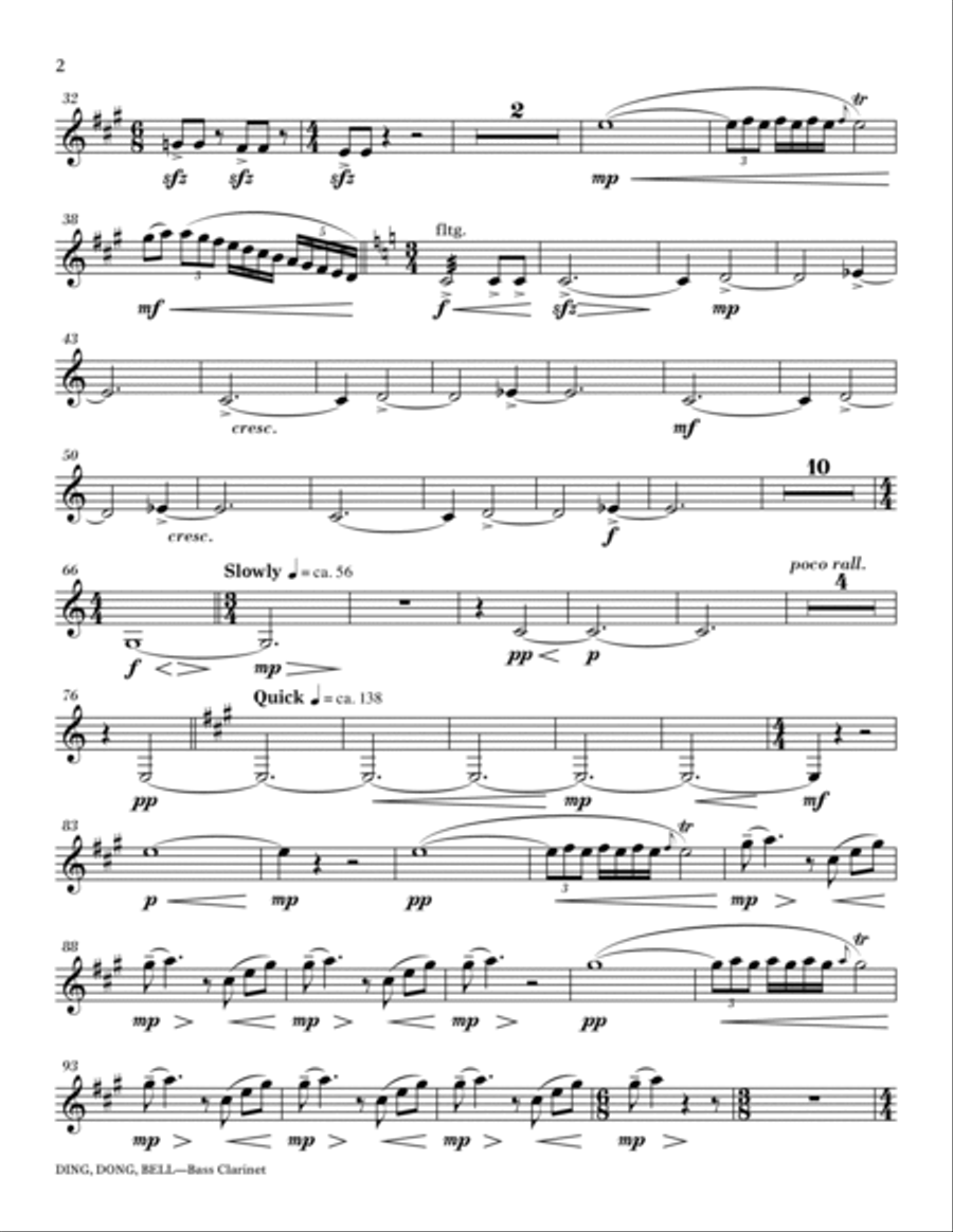 Ding, Dong, Bell - Bass Clarinet in Bb Choir scores gallery preview page 2
