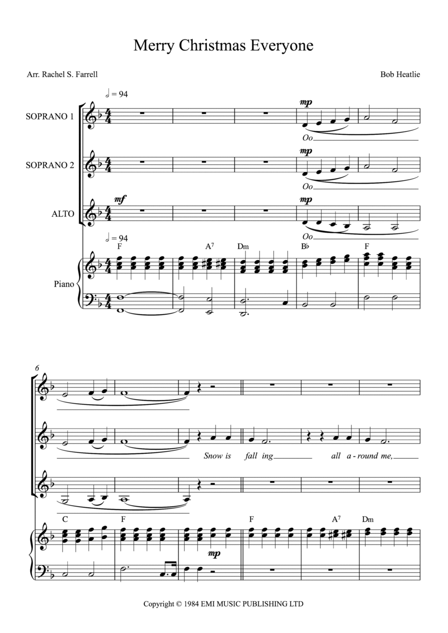 Merry Christmas Everyone SSA scores gallery preview page 1