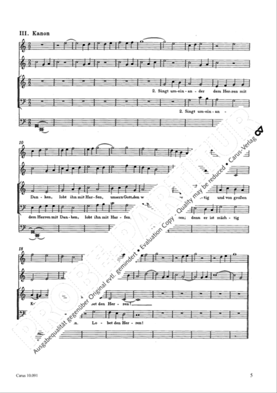 Lobet den Herrn, denn er ist sehr freundlich 4-Part scores gallery preview page 6