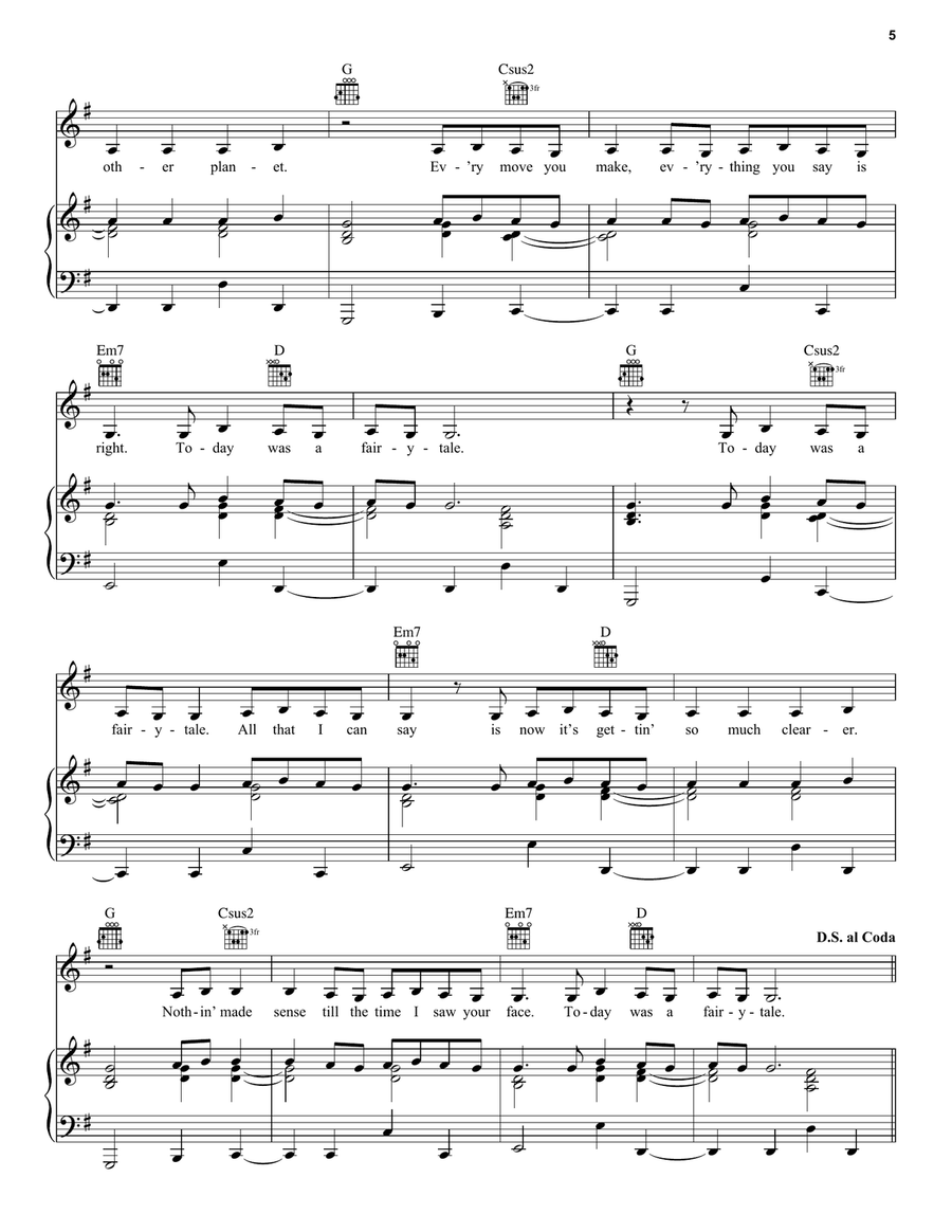 Today Was A Fairytale Acoustic Guitar scores gallery preview page 5