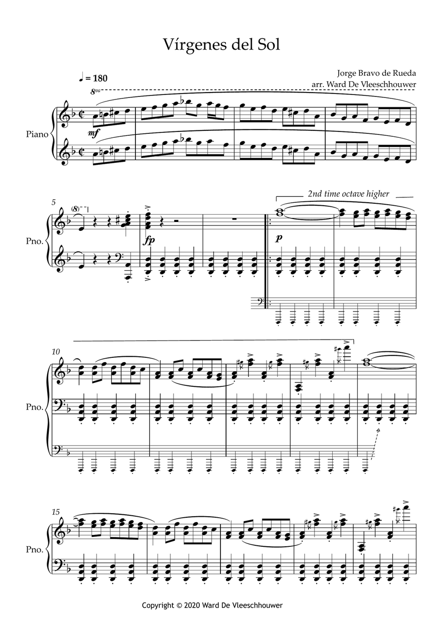 Virgenes Del Sol Piano Solo scores gallery preview page 1