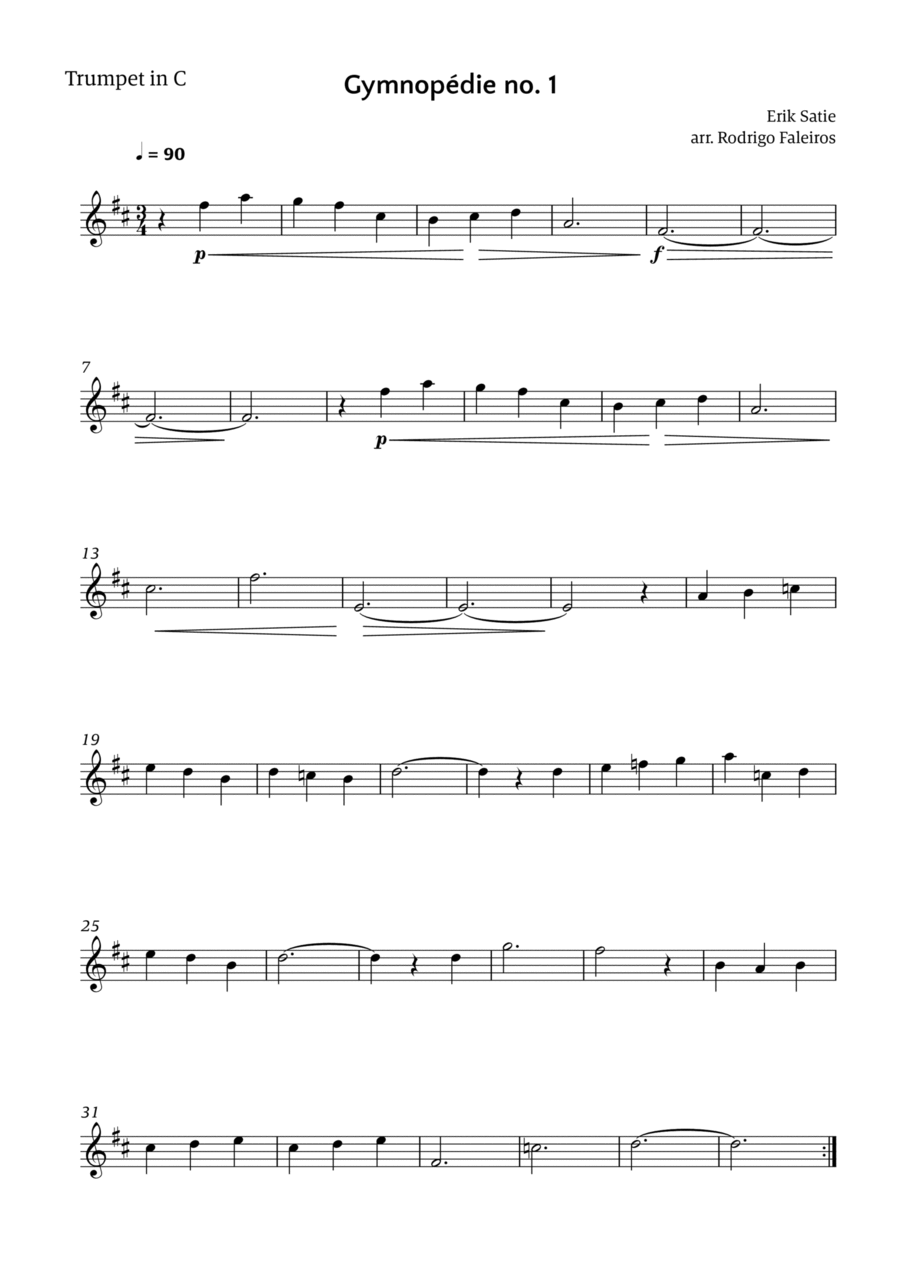 Gymnopédie no. 1 Chamber Music scores gallery preview page 1