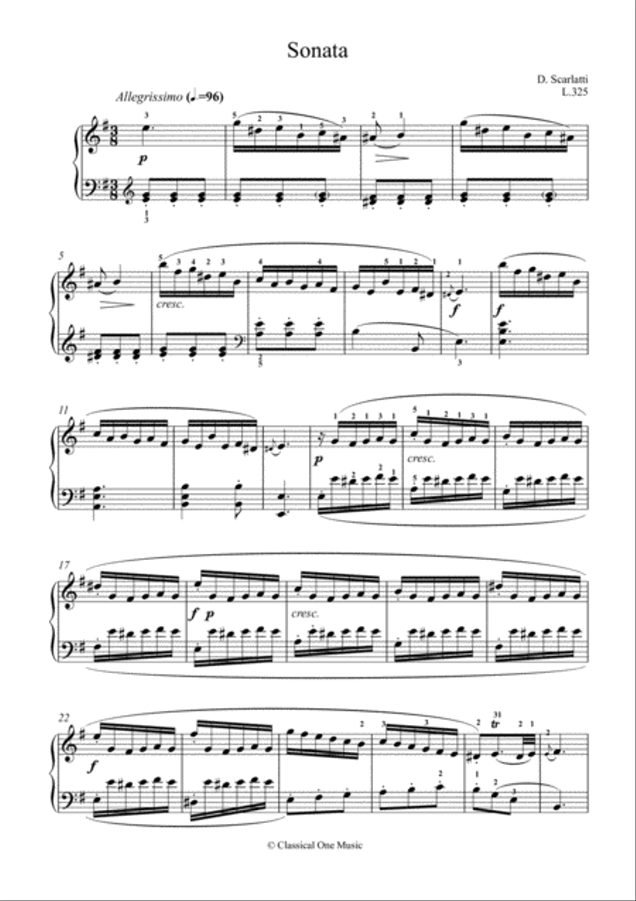 Scarlatti-Sonata in e-minor L.325 K.98(piano) Piano Solo scores gallery preview page 2