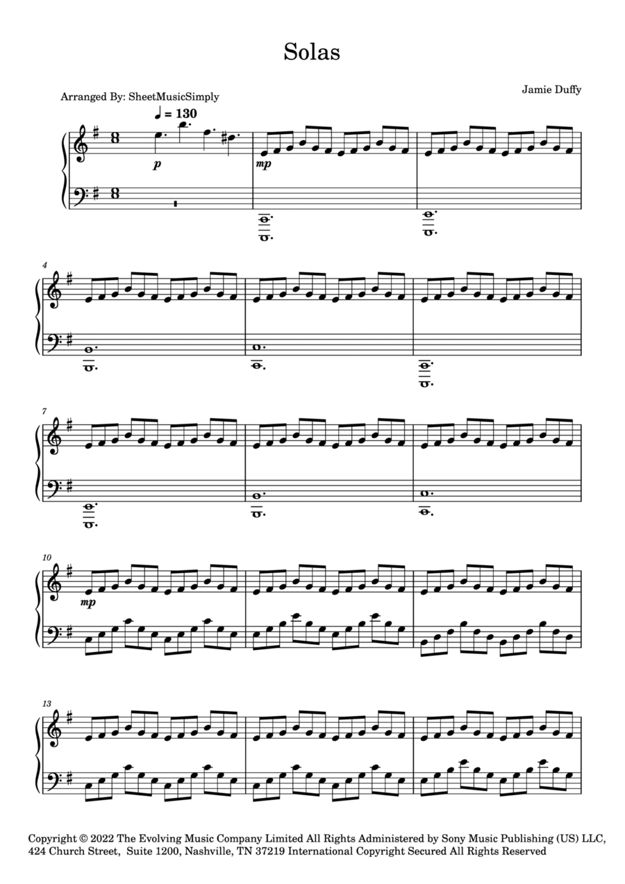 Solas Piano Solo scores gallery preview page 1