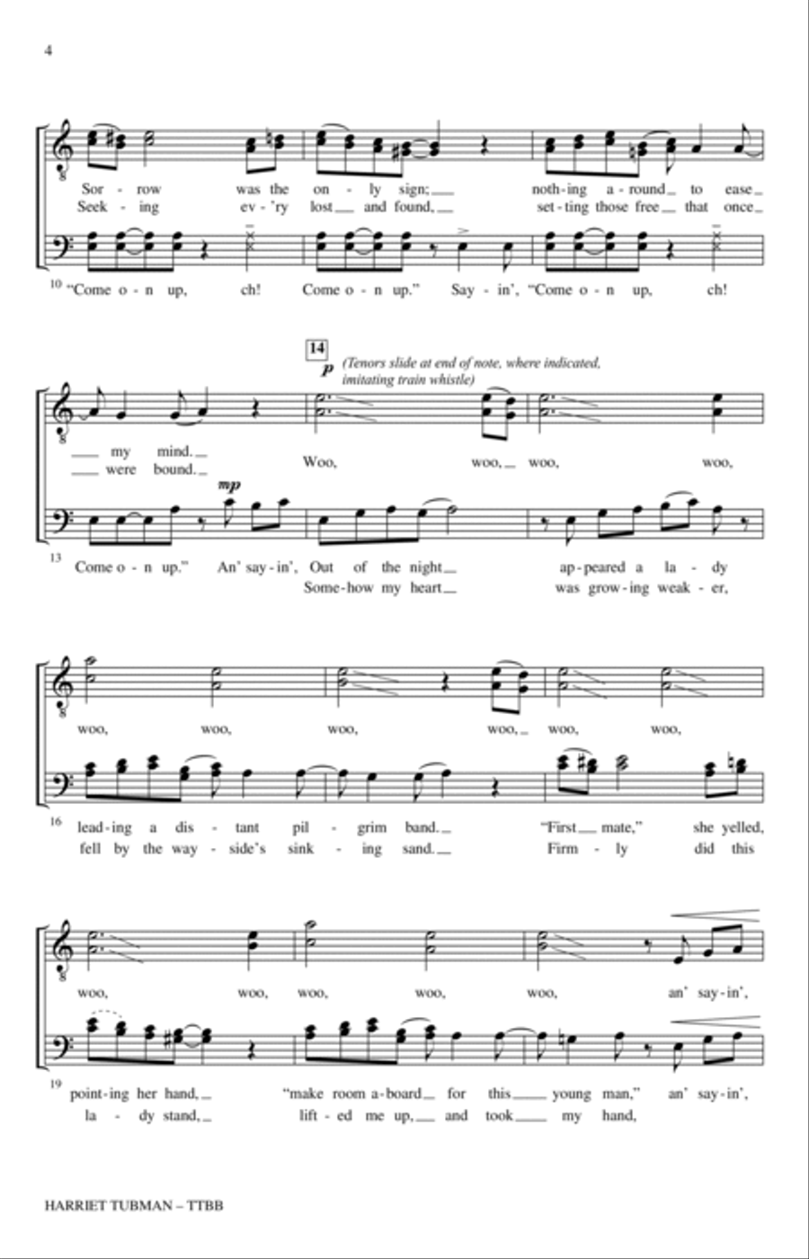 Harriet Tubman (arr. Kathleen McGuire) TTBB scores gallery preview page 2