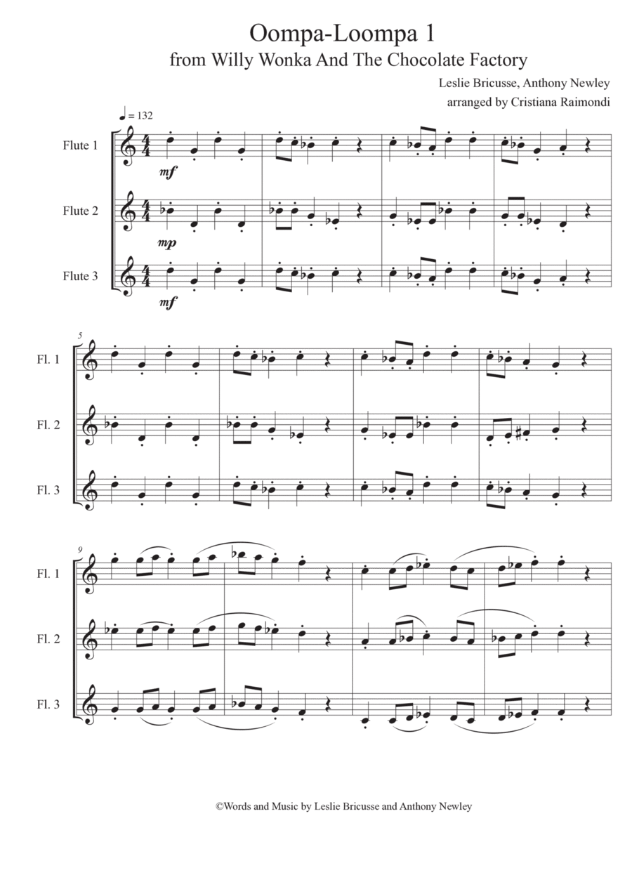 Oompa-Loompa 1 Woodwind Trio scores gallery preview page 1