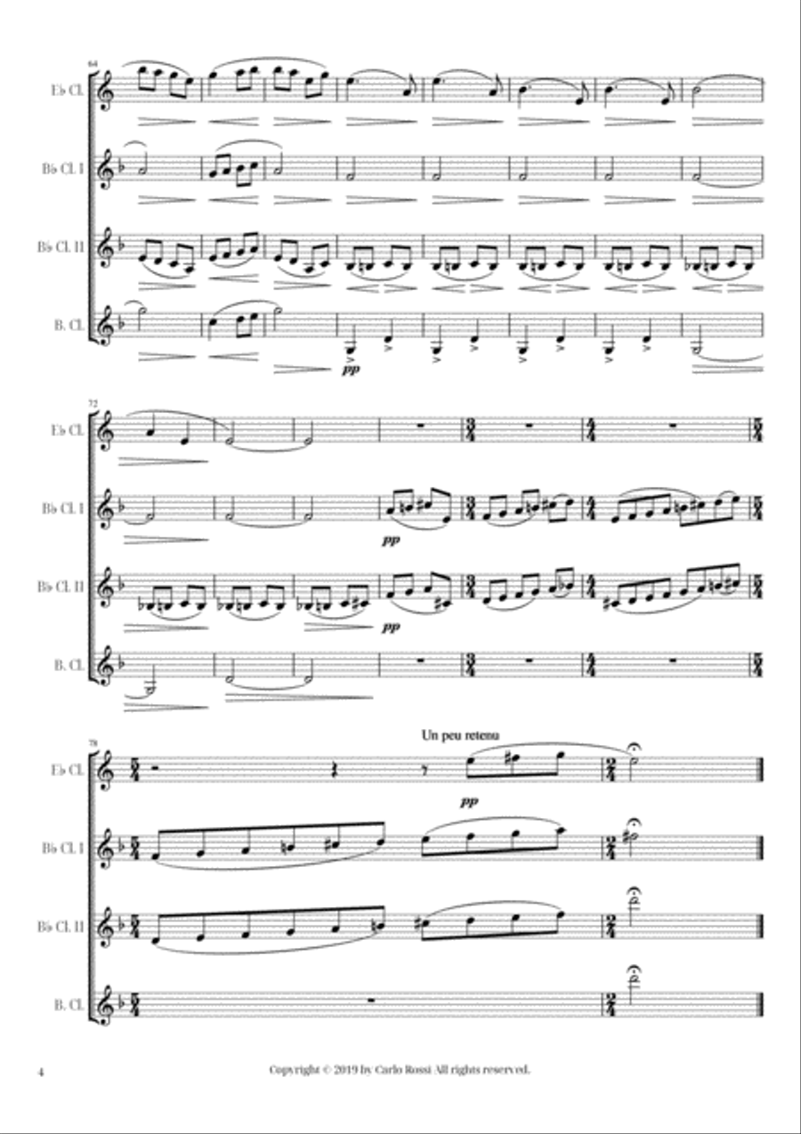 Ma Mère l'Oye - II. Petit Poucet for Clarinet Quartet Clarinet Quartet scores gallery preview page 4
