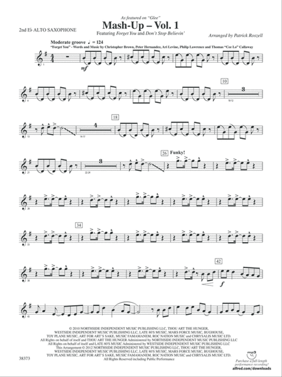 Mash-Up – Vol. 1: 2nd E-flat Alto Saxophone Concert Band scores gallery preview page 1