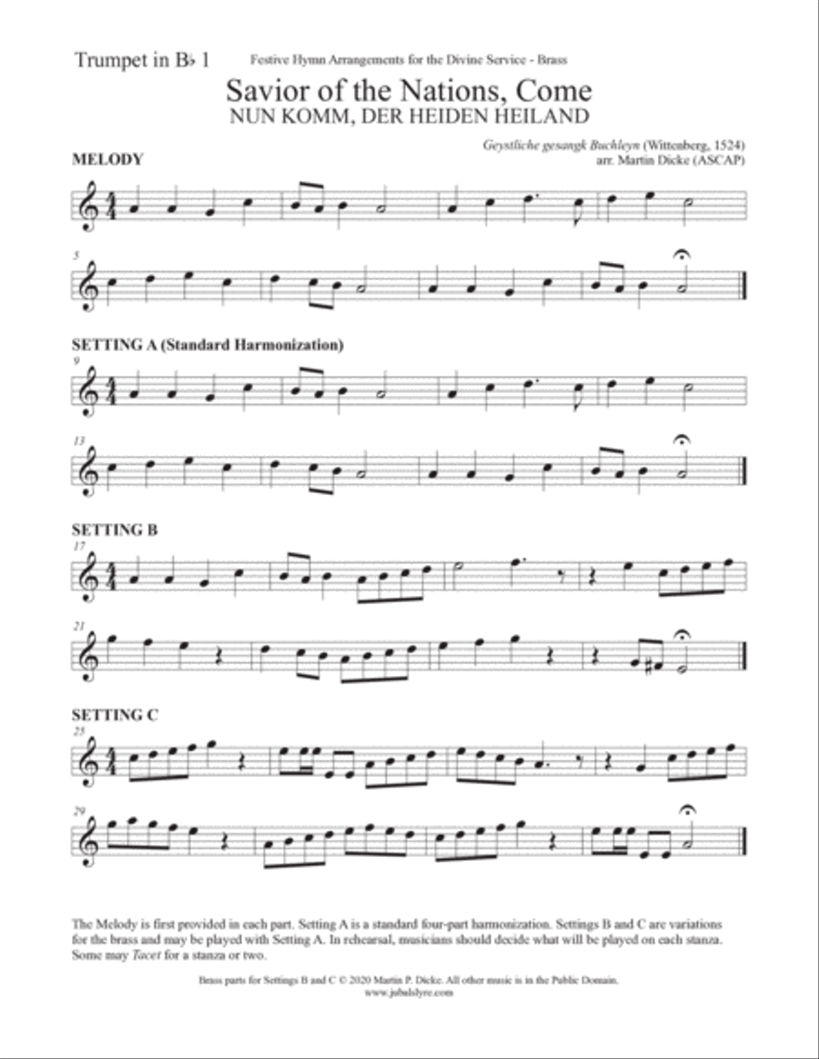 Savior of the Nations, Come (Brass, Timpani, Organ/Keyboard) Euphonium scores gallery preview page 6