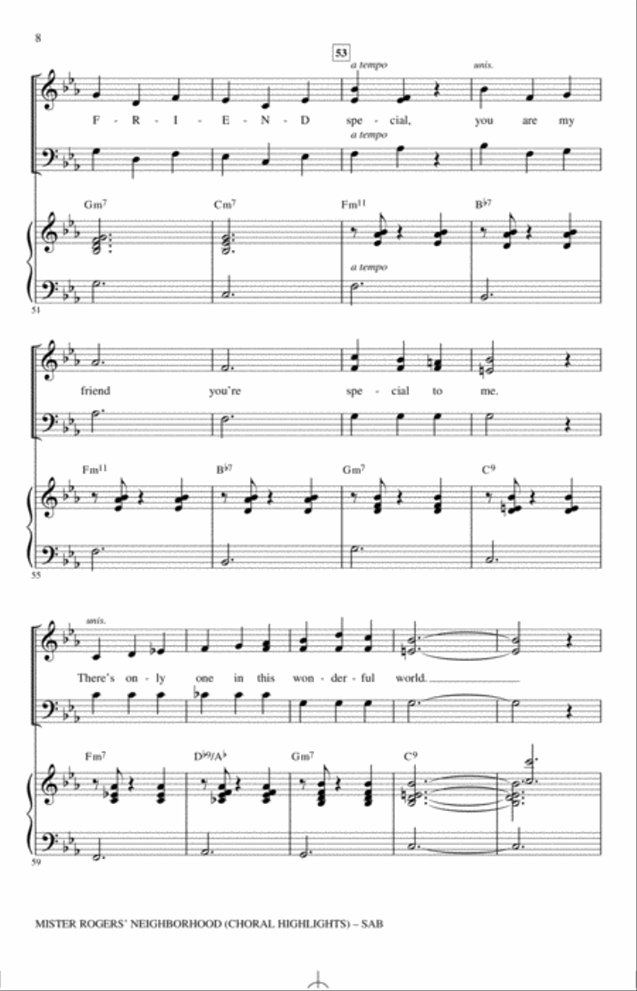 Mister Rogers' Neighborhood (Choral Highlights) (arr. Roger Emerson) 3-Part scores gallery preview page 7