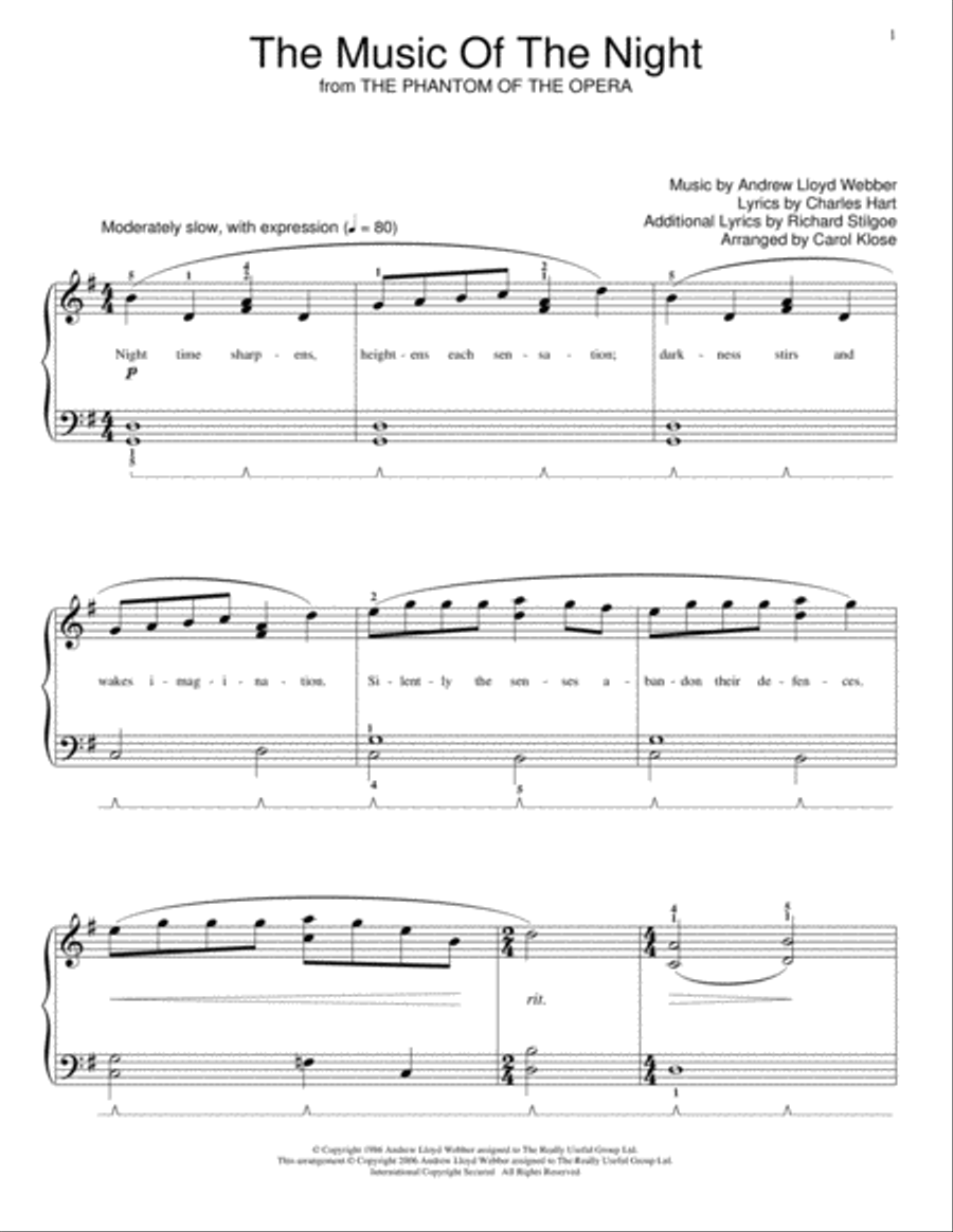 The Music Of The Night (from The Phantom Of The Opera) Piano Method scores gallery preview page 1