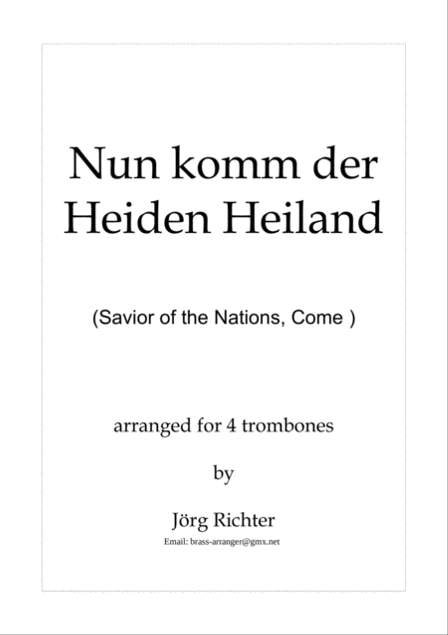 Savior of the Nations, Come for trombone quartet Brass Quartet scores gallery preview page 1