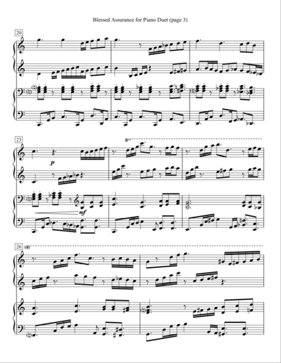 Blessed Assurance for Piano Duet 1 Piano, 4-Hands scores gallery preview page 3