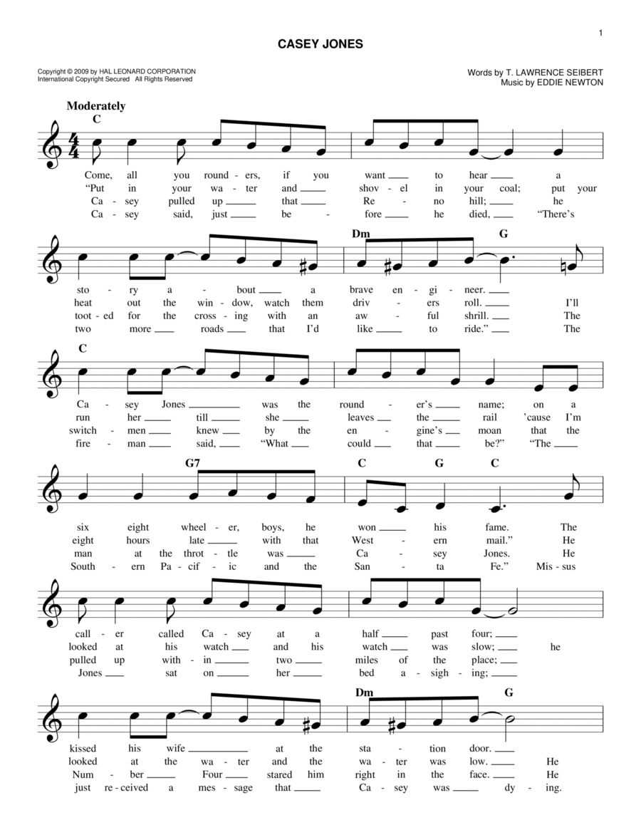 Casey Jones Piano scores gallery preview page 1