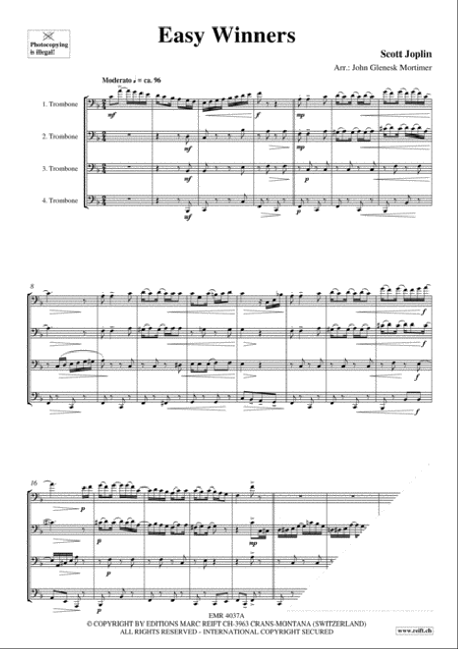 Easy Winners Trombone Quartet scores gallery preview page 3